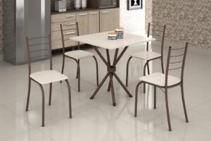 CONJUNTO MESA 4 CADEIRAS RIO TAMPO 75X75 GRANITO CREME - TEIXEIRA - MARROM