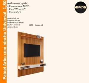 PAINEL ARBO 1.90 RIPADO 100% ORIGINAL +  NICHO UNIVERSAL 1.80 - TV ATÉ 70 POLEGADAS  - EDN MÓVEIS