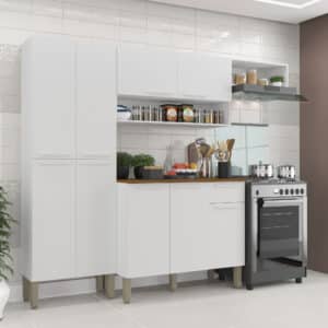 COZINHA MADRI COMPLETA 2.30 C/ PANELEIRO,AÉREO 2 PTS, AÉREO GELADEIRA, BALCÃO 3 PTS - SALLETO - BRANCO