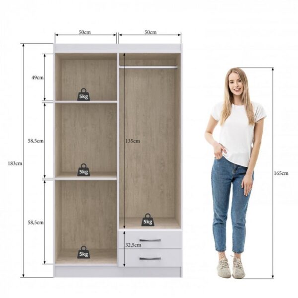 GUARDA-ROUPA TREVISO 1.04M - 4 PORTAS E 2 GAVETAS - DORIPEL - Image 3
