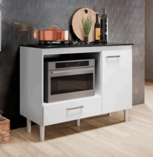 BALCÃO FIT PARA COOKTOP 4 E 5 BOCAS - 1 PORTA E 1 GAVETA - NICIOLI - BRANCO - 20