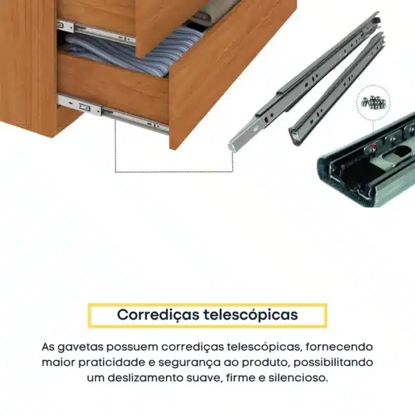GUARDA ROUPA GUARANI  2.44 CASAL C/ 6 PORTAS 4 GAVETAS COM DETALHE RIPADO - TCIL - Image 8