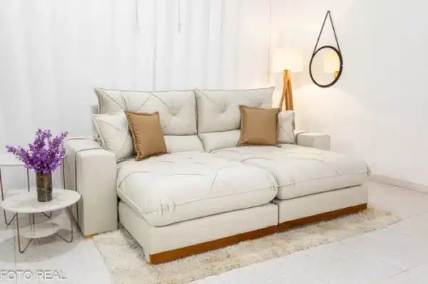 SOFÁ GRAN BELLO 2.50 RETRÁTIL E RECLINÁVEL C/ MOLAS ENSACADAS E 02 ALMOFADAS DECORATIVAS - B ESTOFADOS