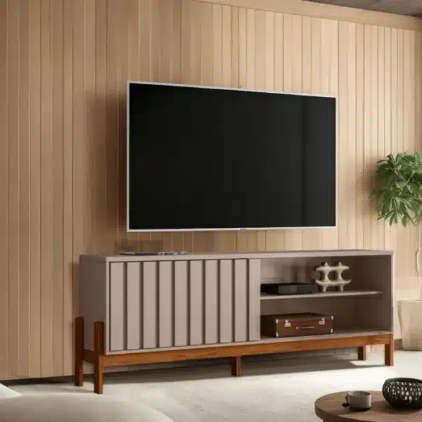 RACK AURORA 1.88 PARA TV ATÉ 75 POLEGADAS C / PORTA RIPADA DE CORRER - MOBLER