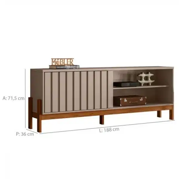 RACK AURORA 1.88 PARA TV ATÉ 75 POLEGADAS C / PORTA RIPADA DE CORRER - MOBLER - Image 8