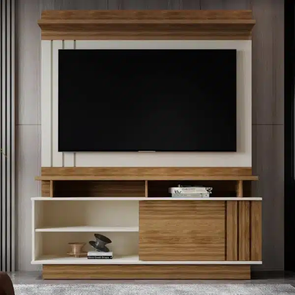 HOME GOIÁS 1.50 - 1 PORTA DESLIZANTE TV 55 POLEGADAS E DETALHE RIPADO - MOBLER