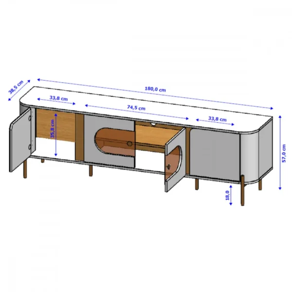 RACK JUQUEHY 1.80 - PARA TV ATÉ 75 POLEGADAS, 4 PORTAS C/ DETALHE DE VIDRO E LED - BECHARA - Imagem 11
