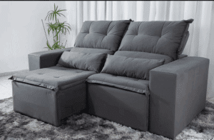 SOFÁ BEATRIZ PLUS 1,90 RETRÁTIL E RECLINÁVEL- B ESTOFADOS - CINZA