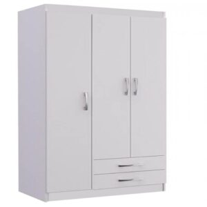 GUARDA ROUPA ATALAIA 0.75cm C/ 3 PORTAS E 2 GAVETAS - EVIDÊNCIA MÓVEIS - BRANCO, Sem Espelho