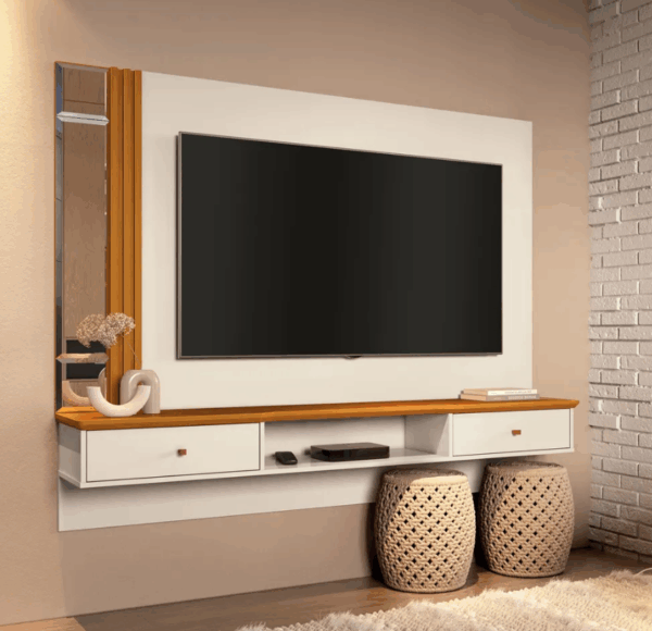 PAINEL AREZZO 1.60 - PARA TV ATÉ 55 POLEGADAS E 2 PORTAS BASCULANTES - EDN MÓVEIS