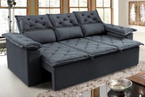 SOFÁ COMPACT 2.00 RETRÁTIL E RECLINAVEL - VILMA ESTOFADOS - CINZA