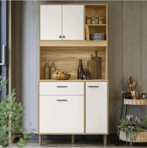 COZINHA ERVA DOCE 90CM - 4 PORTAS E 1 GAVETA - NICIOLI - FREIJÓ/OFF CRISTAL - 290