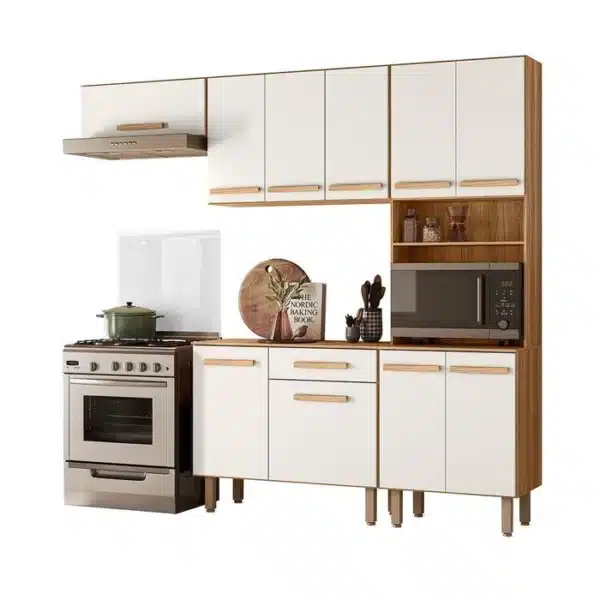 COZINHA LEMON 2.20 COMPLETA - BALCÃO, PANELEIRO, AÉREO 3 PORTAS E AÉREO GELADEIRA - NICIOLI - Imagem 2