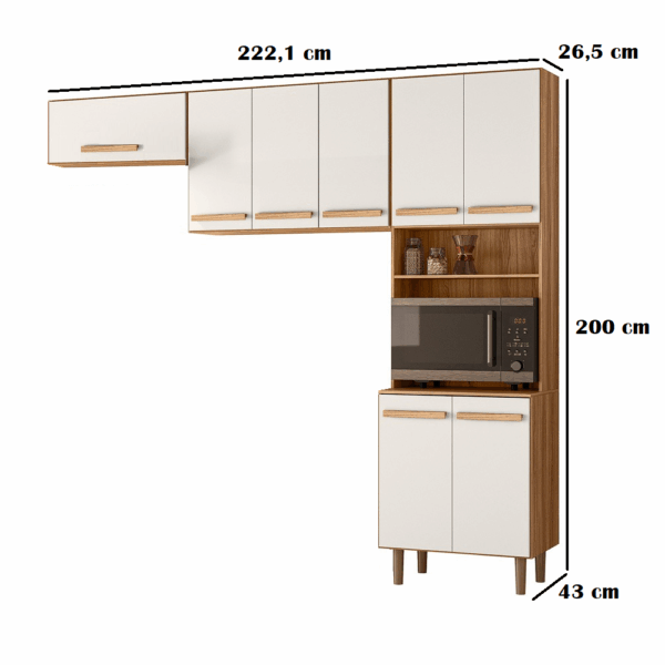 COZINHA LEMON 2.20 - 8 PORTAS E ESPAÇO PARA FORNO - NICIOLI - Image 4