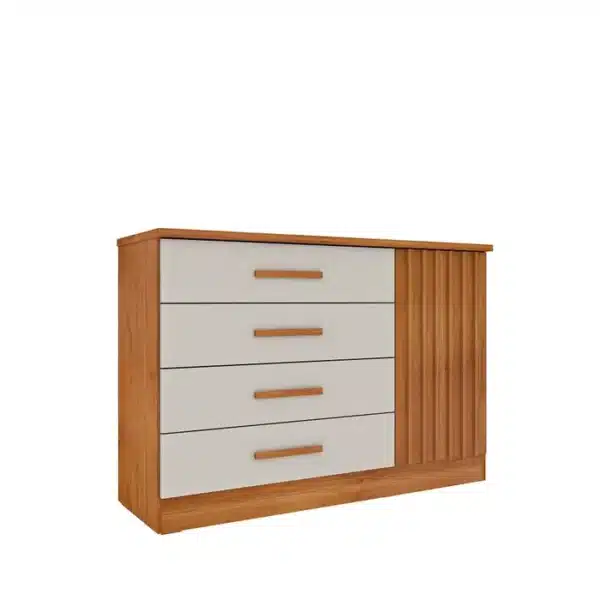 CÔMODA BARCELONA 1.34 - 4 GAVETAS 1 PORTA SAPATEIRA RIPADO - TCIL - Imagem 2