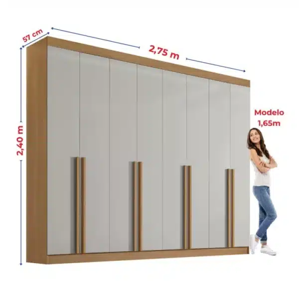 GUARDA ROUPA DAYMOND 2.75 C/ 8 PORTAS 8 GAVETAS - 100% MDF - DDORO - Image 6