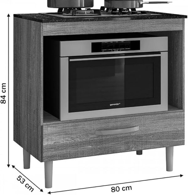 BALCÃO PARA COOKTOP E FORNO 80CM - COM TAMPO E 1 GAVETA - NICIOLI - Imagem 2