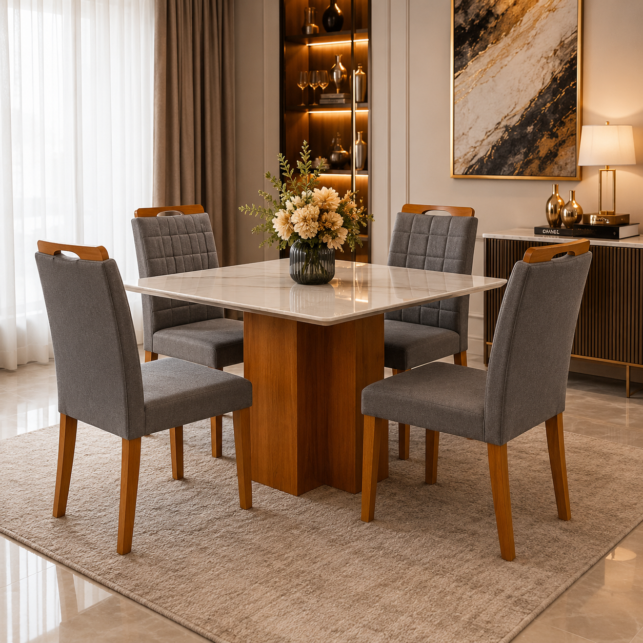 MESA DE JANTAR 90 CM LOS ANGELES (MINASPLAC) + 4 CADEIRAS LAS VEGAS