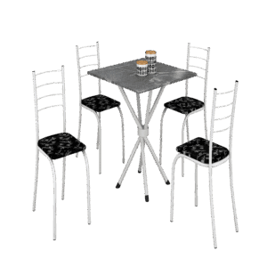 CONJUNTO MESA 4 CADEIRAS RIO TAMPO 70X70  GRANITO TOPÁZIO - TEIXEIRA - BRANCO