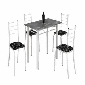 CONJUNTO MESA 4 CADEIRAS RIO TAMPO 100X60 GRANITO TOPÁZIO - TEIXEIRA - BRANCO