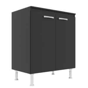 BALCÃO DE COZINHA DUPLO PARA COOKTOP 80CM -EVIDÊNCIA MÓVEIS - PRETO