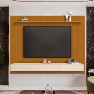 HOME SUSPENSO AVANT 1.80 C/NICHO DIOR 1.60 - PARA TV ATÉ 65 POLEGADAS - EDN MÓVEIS - CEDRO/OFF