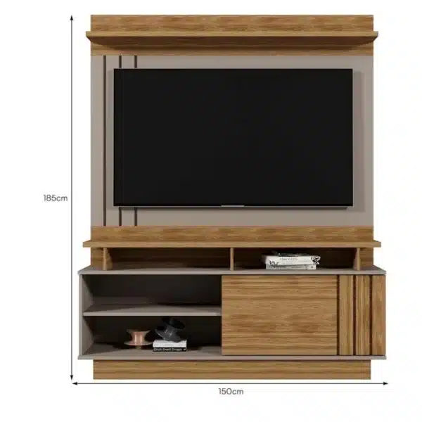 HOME GOIÁS 1.50 - 1 PORTA DESLIZANTE TV 55 POLEGADAS E DETALHE RIPADO - MOBLER - Imagem 4