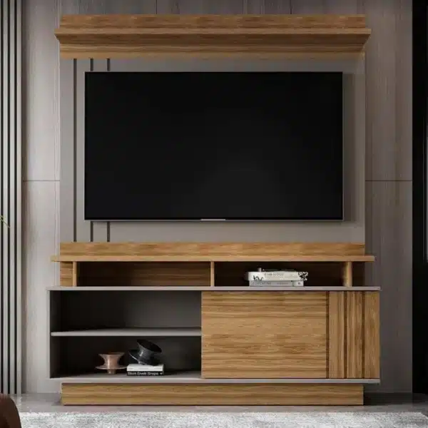 HOME GOIÁS 1.50 - 1 PORTA DESLIZANTE TV 55 POLEGADAS E DETALHE RIPADO - MOBLER - Imagem 5