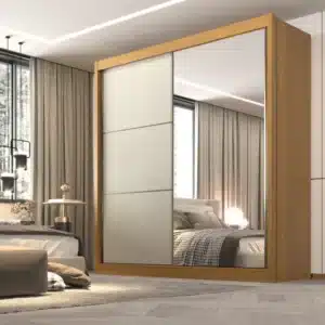 GUARDA ROUPA TITANIUM 2.30 PORTAS DE CORRER C/ 1 ESPELHO 100% MDF - DDORO
