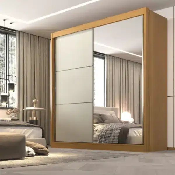GUARDA ROUPA TITANIUM 2.30 PORTAS DE CORRER C/ 1 ESPELHO 100% MDF - DDORO