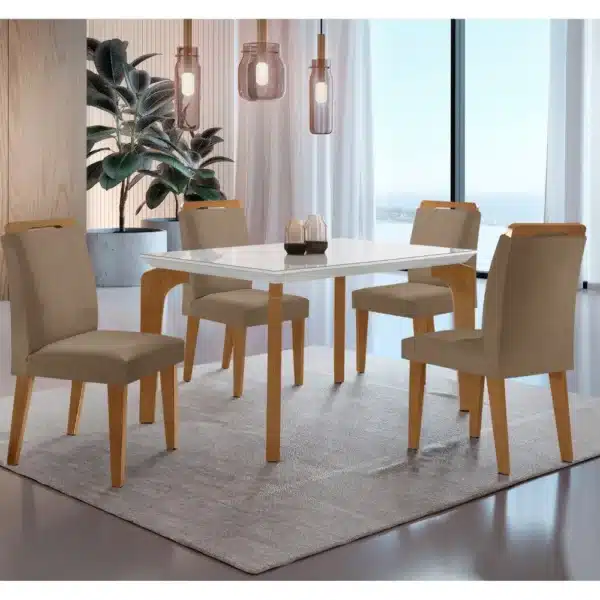 MESA LONDRINA 120 -100% MDF + 4 CADEIRAS ATHENAS - RUFATO