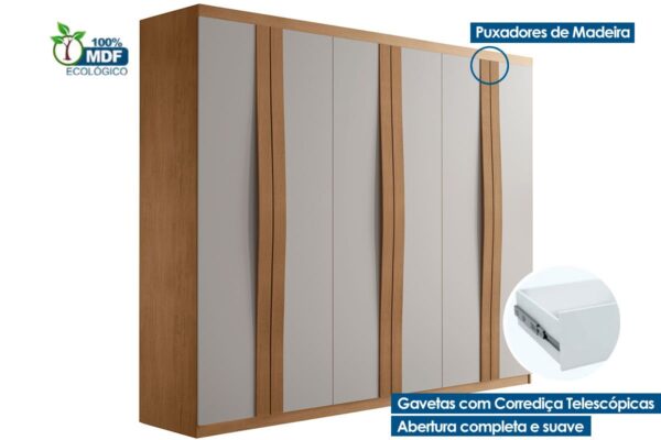 GUARDA ROUPA GRÉCIA 2.0 C/ 6 PORTAS 2 GAVETAS  – RUFATO - Imagem 4