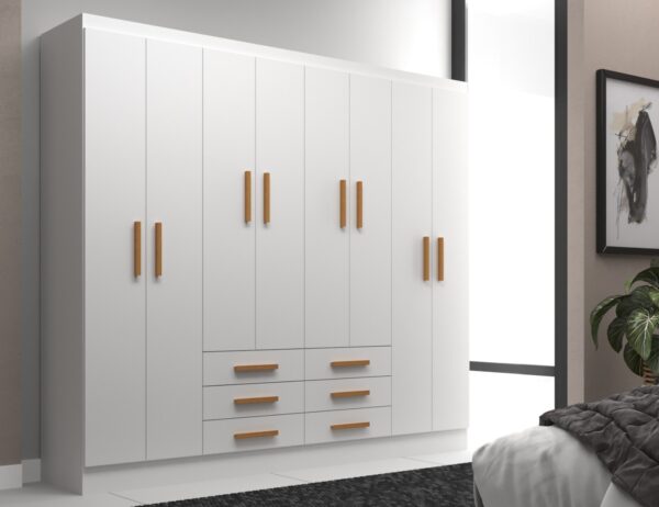 GUARDA ROUPA PARIS 1.85 COM 8 PORTAS  6 GAVETAS - EVIDÊNCIA
