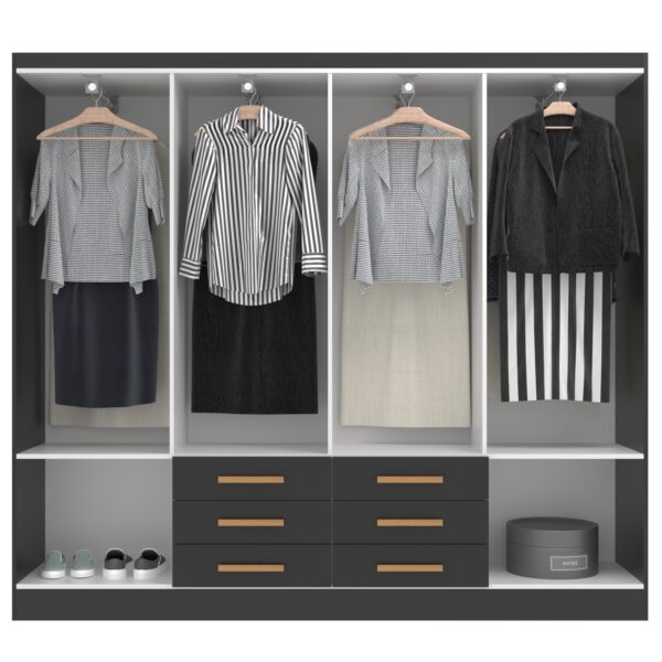 GUARDA ROUPA PARIS 1.85 COM 8 PORTAS  6 GAVETAS - EVIDÊNCIA - Imagem 3