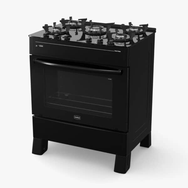 FOGÃO SMART GLASS 5 BOCAS AUTOMÁTICO FORNO 94 LITROS - REALCE