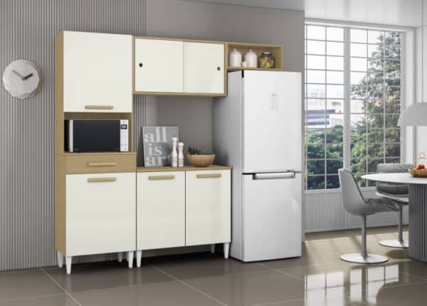 ARMÁRIO DE COZINHA ISABELLE 6 PORTAS 1 GAVETA C/ CORREDIÇA TELESCÓPICA - ARAMÓVEIS
