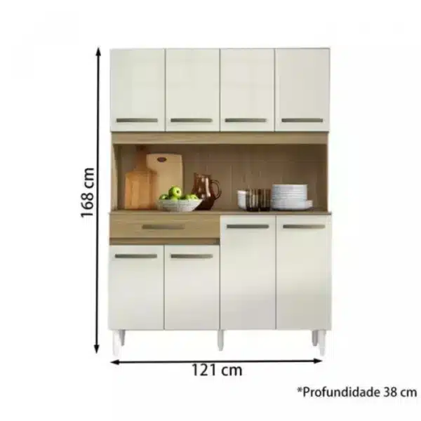 COZINHA CLEO C/ 8 PORTAS 2 GAVETAS C/ CORREDIÇA TELESCÓPICA - ARAMÓVEIS - Imagem 5