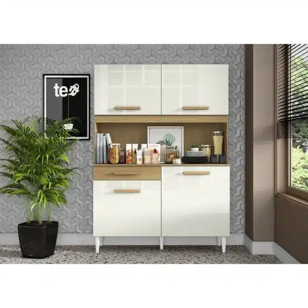 ARMÁRIO DE COZINHA 1210 C/ 4 PORTAS 1 GAVETA COM CORREDIÇA TELESCÓPICA - ARAMÓVEIS