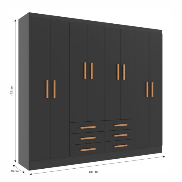 GUARDA ROUPA PARIS 1.85 COM 8 PORTAS  6 GAVETAS - EVIDÊNCIA - Imagem 8