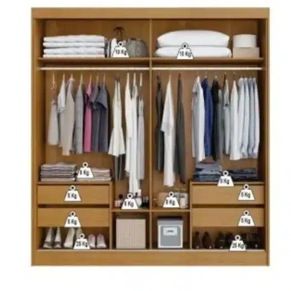 GUARDA ROUPA VIENA 2.05 C/ 2 PORTAS 1 ESPELHADA E 4 GAVETAS - BIANCHI - Imagem 4