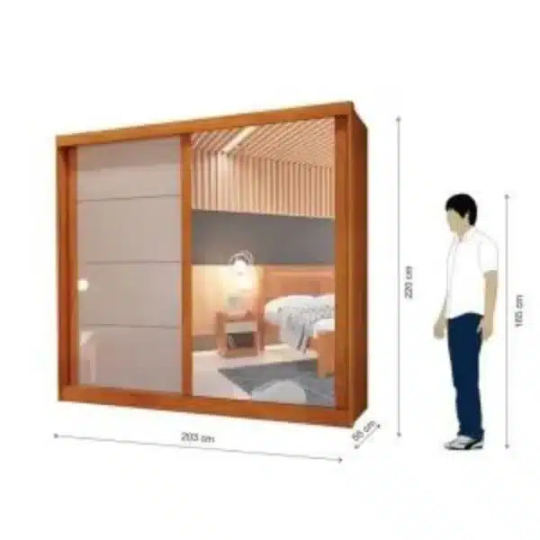 GUARDA ROUPA VIENA 2.05 C/ 2 PORTAS 1 ESPELHADA E 4 GAVETAS - BIANCHI - Imagem 5
