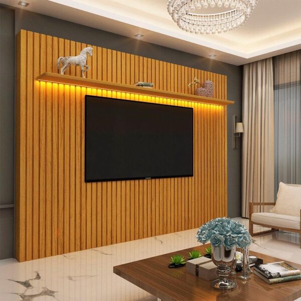 PAINEL NOBRE 2.30 RIPADO  COM LED PARA TV ATÉ 75 POLEGADAS 100% MDF - GELIUS - Imagem 2