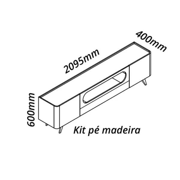 RACK NOBRE 2.10 - 2 PORTAS 1 GAVETA E NICHO C/ LED TV ATÉ 84 POLEGADAS - GELIUS - Imagem 2