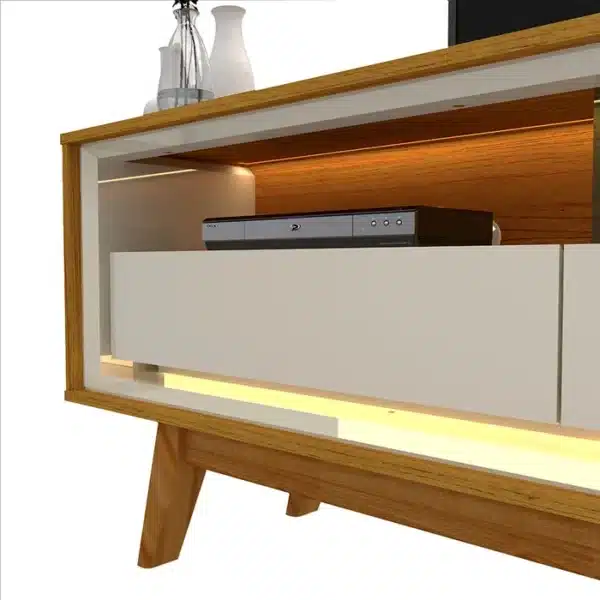 RACK REQUINTE 212  PARA TV ATÉ 85 POLEGADAS C/LED PÉS DE MADEIRA MACIÇA 100% MDF - GELIUS - Imagem 7