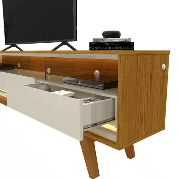 RACK REQUINTE 212  PARA TV ATÉ 85 POLEGADAS C/LED PÉS DE MADEIRA MACIÇA 100% MDF - GELIUS - Imagem 6