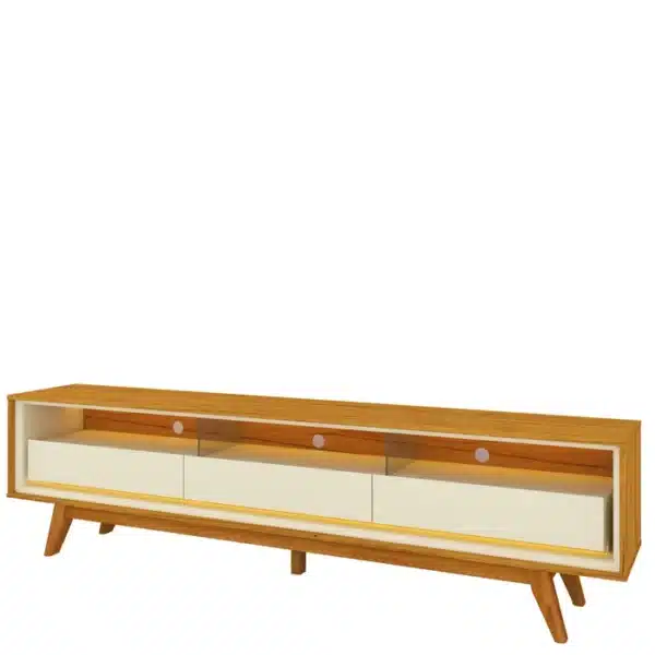 RACK REQUINTE 212  PARA TV ATÉ 85 POLEGADAS C/LED PÉS DE MADEIRA MACIÇA 100% MDF - GELIUS - Imagem 5