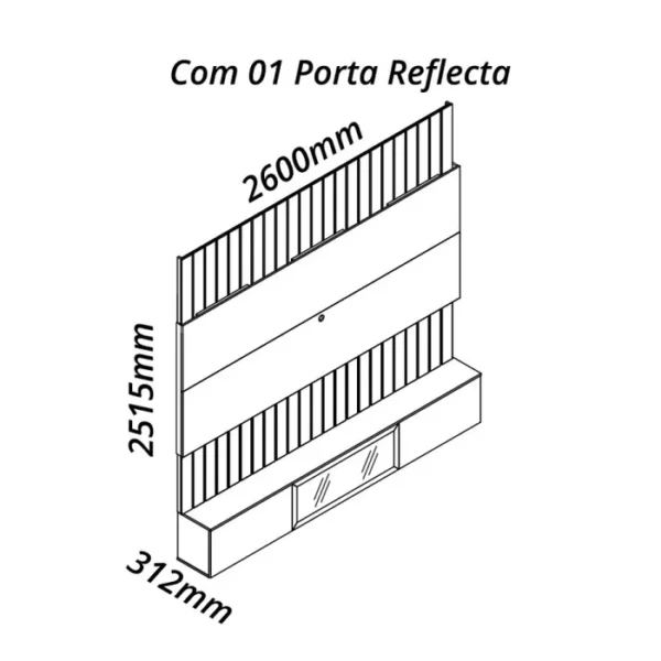HOME SOBERADO 2.30 – 100% MDF, 3 PORTAS BASCULANTES (1 REFLECTA) E LED – TV 75 POLEGADAS – GELIUS - Imagem 2