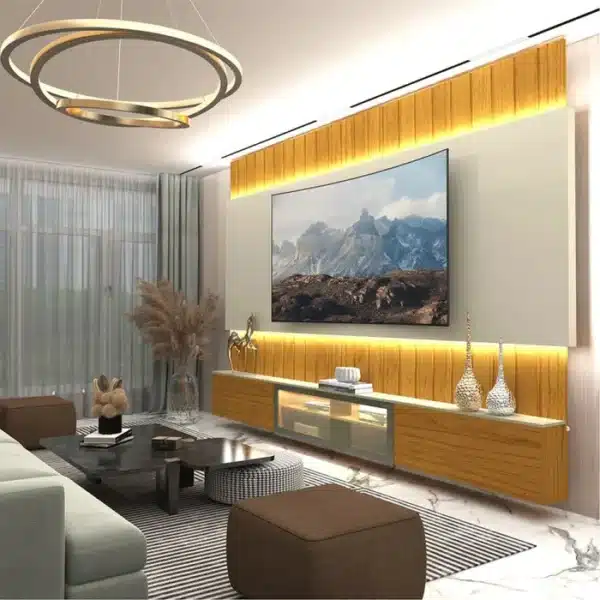 HOME SOBERADO 2.30 – 100% MDF, 3 PORTAS BASCULANTES (1 REFLECTA) E LED – TV 75 POLEGADAS – GELIUS - Imagem 3
