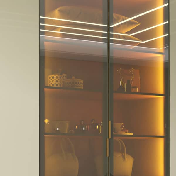 GUARDA ROUPA IMPERATRIZ 2.30 C/ 6 PORTAS (2 COM VIDRO)  REFLECTA LUZ DE LED 100% MDF - GELIUS - Imagem 7