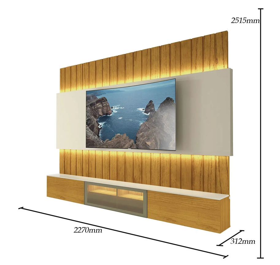 HOME SOBERANO 2.30 – 100% MDF - 3 PORTAS BASCULANTES e LED – TV 75" – GELIUS - Imagem 5